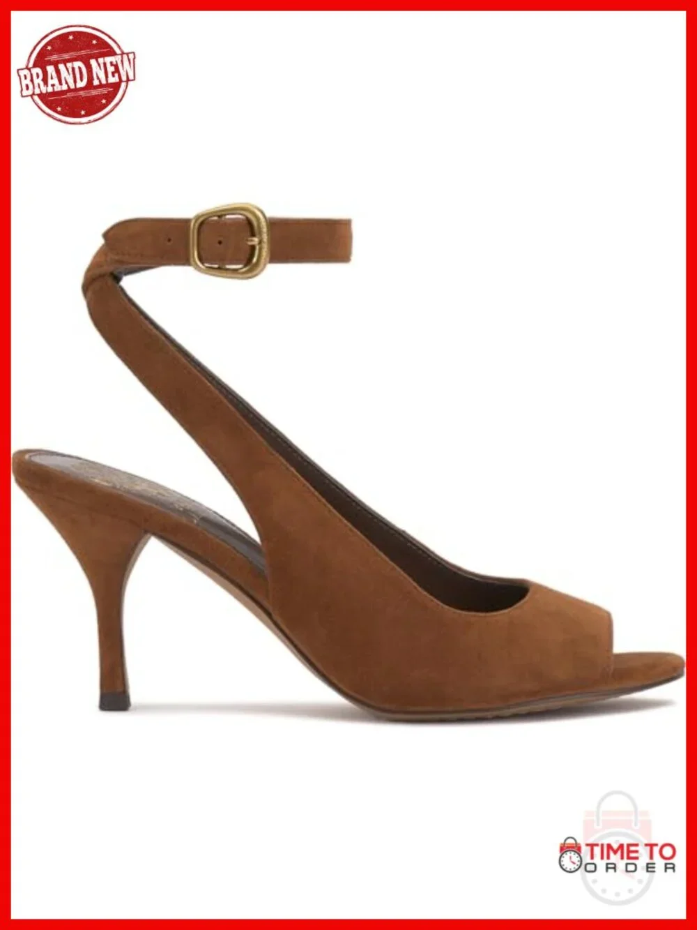 Suede Peep Toe Stiletto Heeled Sandals Buckle Ankle Strap